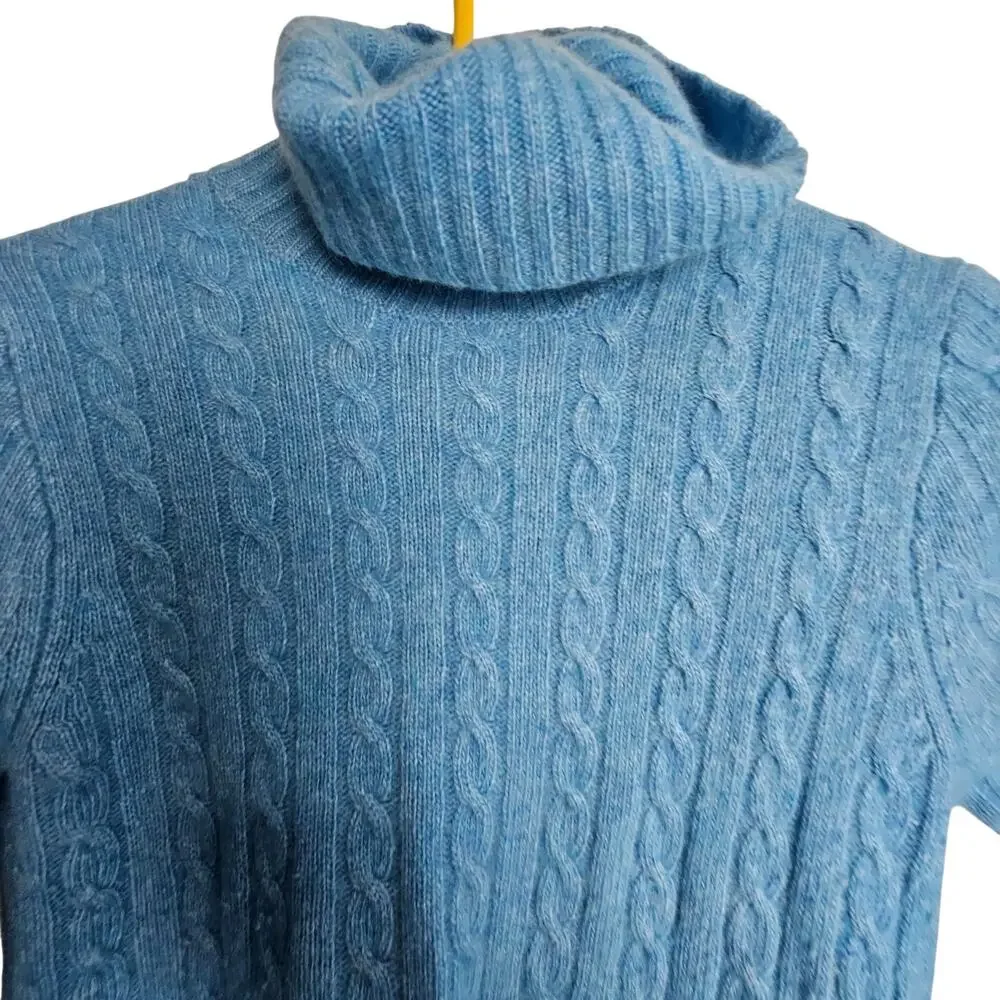 J. Crew Women Cable Knit Turtleneck Sweater XXS Wool Cashmere Rabbit Hair Preppy